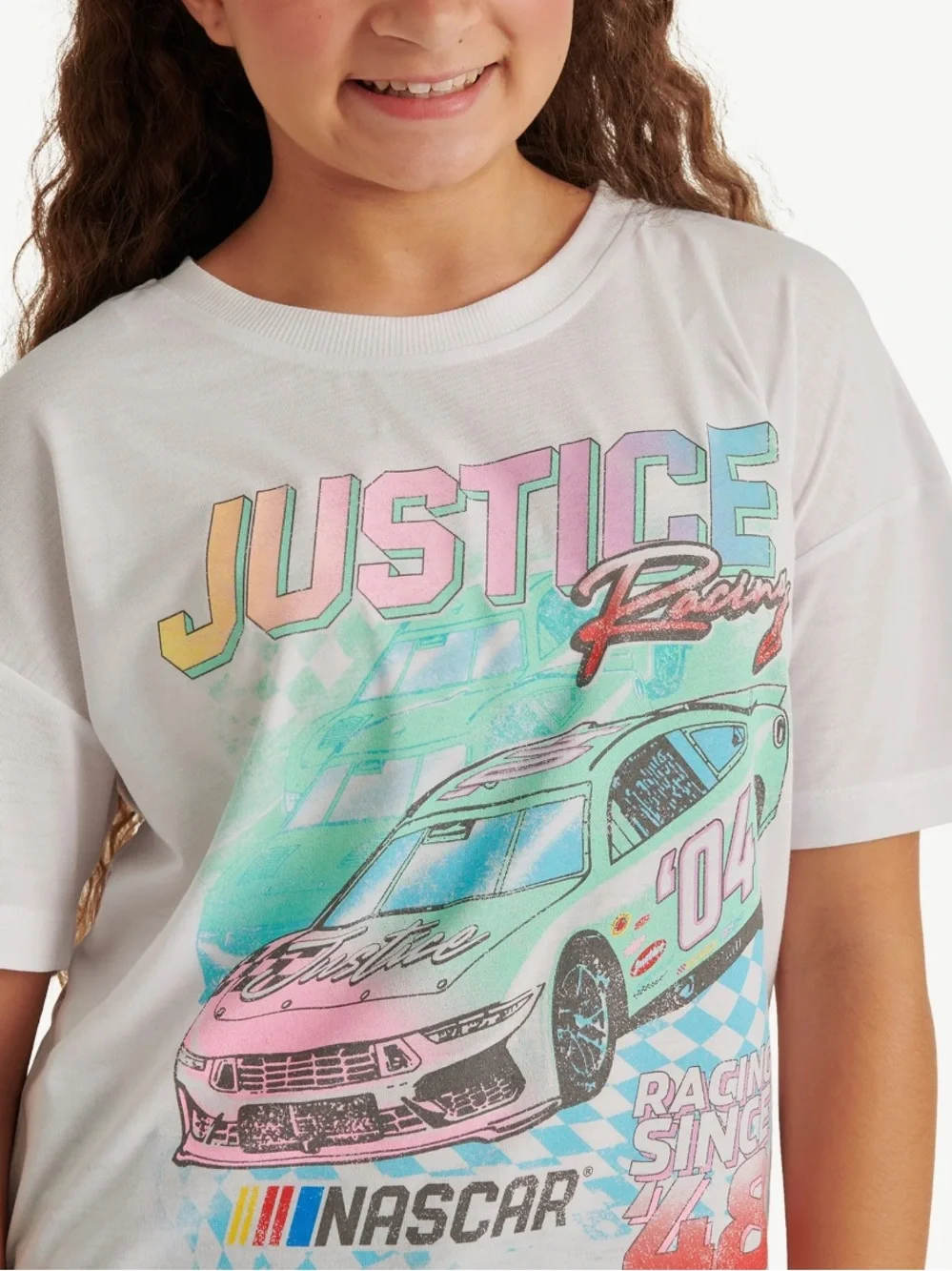 Justice Girl's NASCAR X Justice Collab Oversized Tee